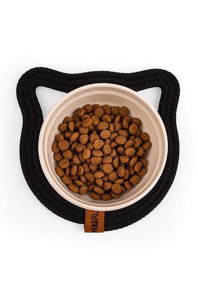 GOBYPET Small Size Round Jute Cat Dog Food Mat with Ears, Straw Pet Mat, Multi-Purpose Mat 1