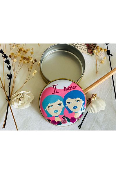 J&M jaco&Me Twins Zodiac Sign 6 # Patterned Metal Box # Soap Box # Keychain Box # Candle Box # Small Jewelry Box #