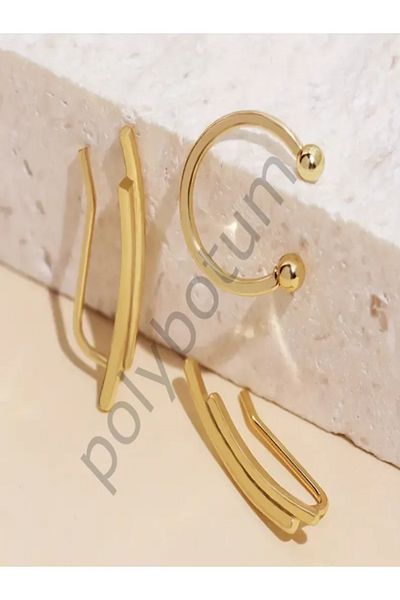 POLYBOTUM Bohemian Style Gold Color Clip-On Ear Cuff – Trend Jewelry with Chain, Special Gift for Women