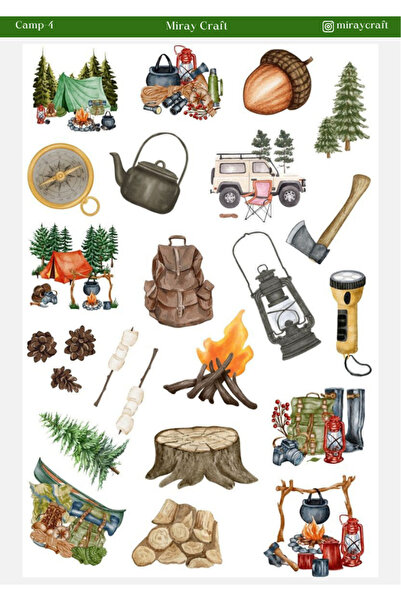 MirayDesign 1 komad naljepnice sa temom kampovanja (12x17 cm) za bullet journ...