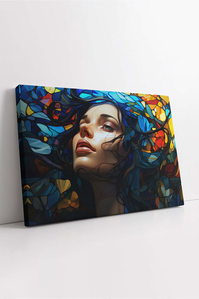 KOSS Dijital Pictură pe pânză cu portret de femeie colorată, sufragerie, dorm...