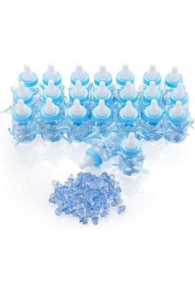 Qilicz Set de 24 sticle decorative pentru petrecere de copii Qilicz, plastic, albastru, 4 x 9 cm