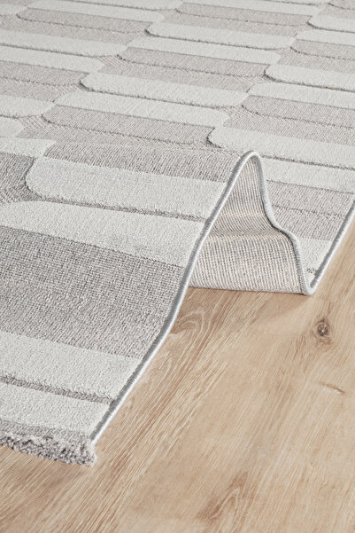 Kaşmir Halı Kaşmir Halı İskandinav Otto Grey Salon Mutfak Halısı Yolluk