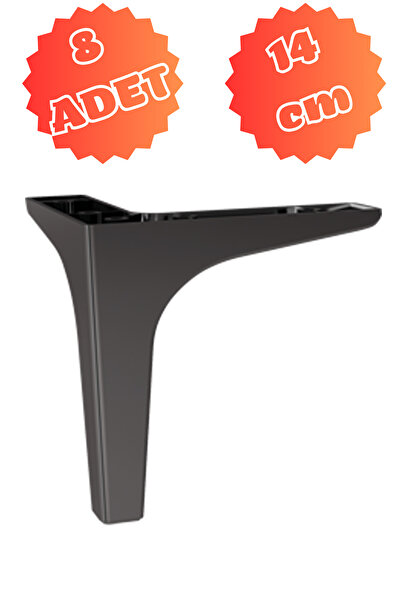 MİSLİNE MODA 14 CM MAT SİYAH (8 ADET) Mobilya Ayağı ,Kanepe Ayağı, Koltuk Ayağı, Ünite Ayağı, Konsol Ayağı