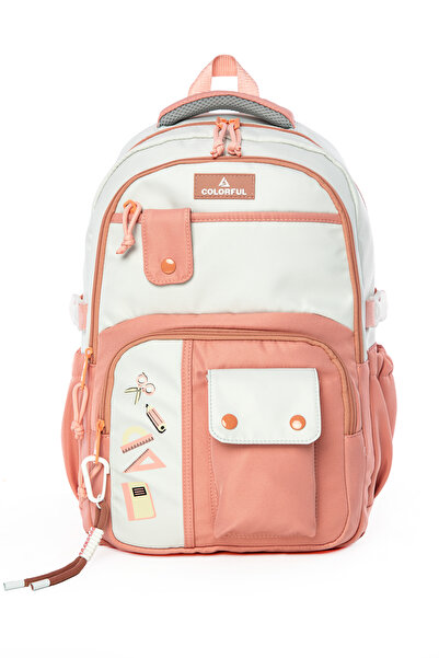 Colorful Rucsac Carlos roz pudrat - Geantă de școală cu compartiment pentru l...