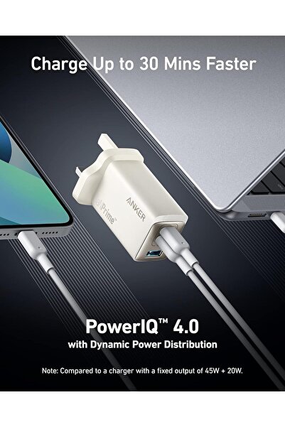 Anker شاحن حائط 735 GaNPrime 65 واط - 3 منافذ سريعة (2 × USB-C، 1 × USB-A)، PPS