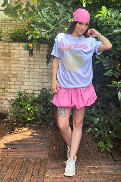 The Champ Clothing Dîde Keçik Cansu Combination Pink Detailed T-Shirt Skirt Bandana