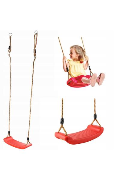 OEM Plastic Children's Swing without Backrest, Ropes Included, Red Color