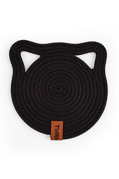 GOBYPET Small Size Round Jute Cat Dog Food Mat with Ears, Straw Pet Mat, Multi-Purpose Mat 1