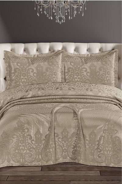 Çeyiz Diyarı Royal Chenille Double Bedspread 240X260 cm Beige