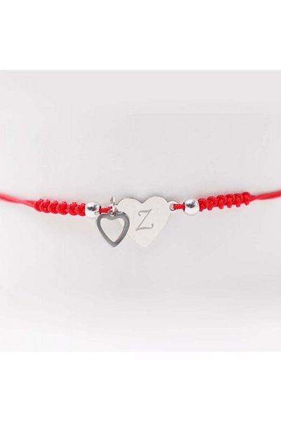 dalimag Red String Bracelet, Heart, Personalized with Your Letter