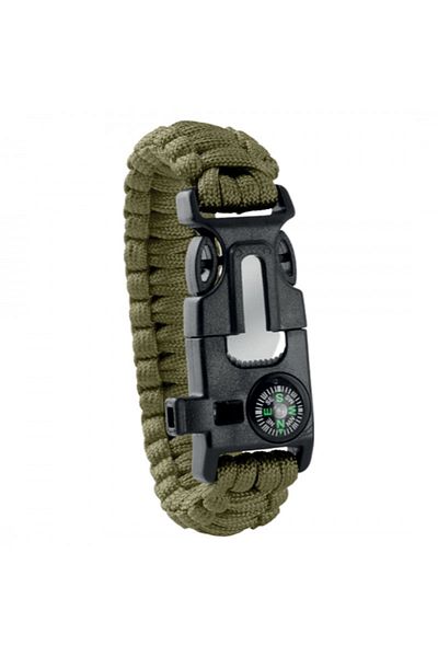 dalimag Outdoor survival bracelet, army type, 5 in 1, paracord, compass, whistle, knife, flint,