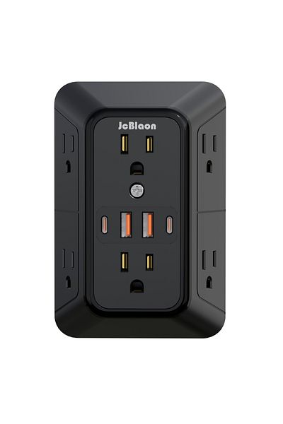 Choice US 6 Black US Plug Power Strip Multitap 6 AC Outlets 2 USB 2 Type C Port Charge Electrical Socket Ne