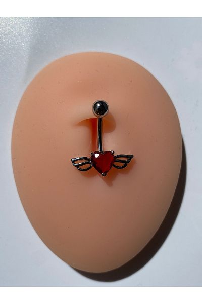 kurukafagift Steel Belly Piercing Angel Heart Winged Model
