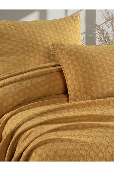 BED LİNE Elvira Bedspread Set Double Mustard Boxed