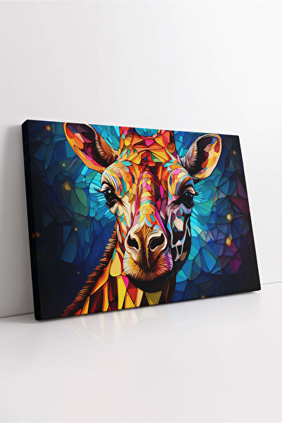 KOSS Dijital Πίνακας σε καμβά αφηρημένης σχεδίασης καμηλοπάρδαλης, μπλε πίνακ...