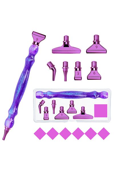 Choice 1-6 Metal Tip-A Purple 5D DIY Diamond Pen Set Resin Diamond Painting Tool Point Drill Pen With Threa