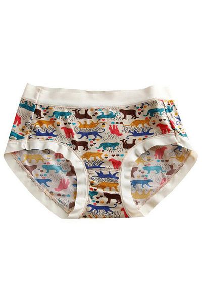 Generic Stylish Animal Print Panties Soft Breathable Cotton Blend Underwear for Women