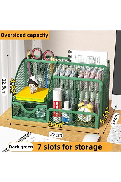 Choice منظم أدوات مكتبية باللون الأخضر الداكن، حامل أقلام معدني إبداعي، رف تخ...