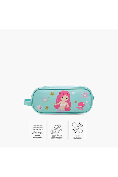 Juniors Mermaid Print Pencil Pouch with Zip Closure