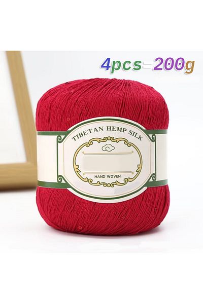 Choice 15 magenta 200g Cotton Linen Lace with Sequin Yarn, Cotton Linen Hand Woven Crochet Hollow Summer Sh