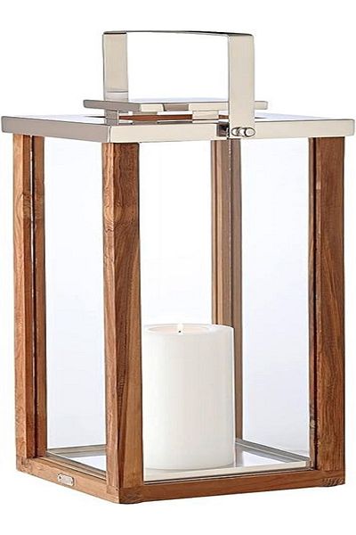 SERENE Elegant Wood and Glass Lantern with Handle