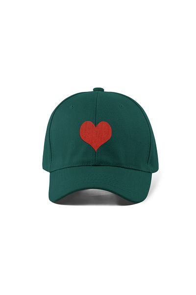 QUATEX Heart Embroidered Green Sports Hat Unisex Adjustable Velcro Back It Is a Quality Product