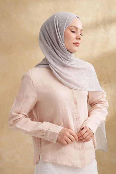 ARMANDA Muslin Leaf Pattern Shawl 3351-311 Silver