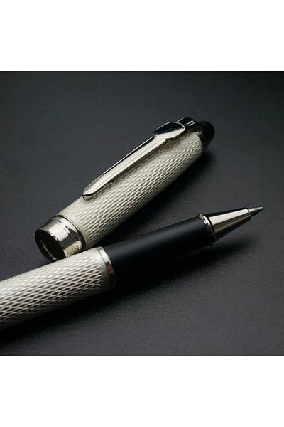 Choice Style A silver STONEGO Capless Ballpoint Pen, Simply Twist Roller Ball Pen Black Gel Ink Medium Poin