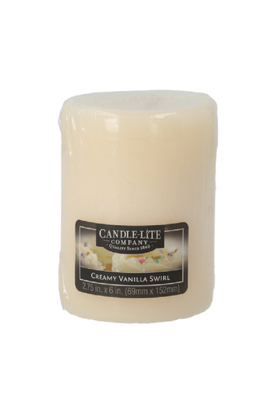 Candle-Lite شمعة كريمة الفانيليا دوامة عاجية 2.75 × 6 بوصة