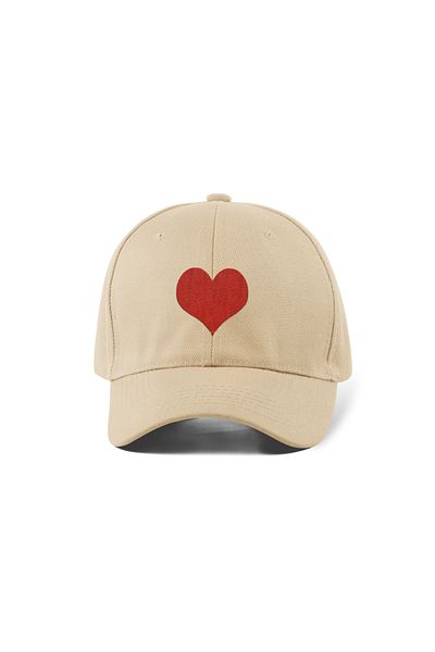 QUATEX Heart Embroidered Cream Sports Hat Unisex Adjustable Velcro Back It Is a Quality Product
