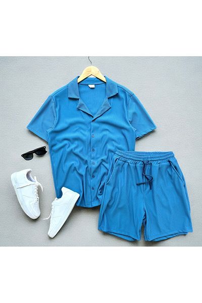 tiggirmoda Ottoman Fabric Short Sleeve Shirt Shorts Set