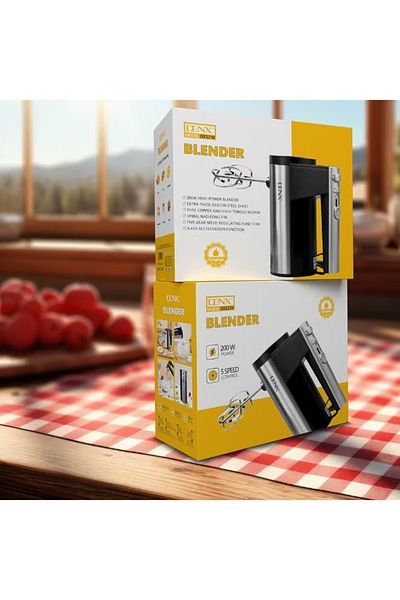 Denx DX3210 Electric Hand Mixer – 200W Power, 5-Speed Stainless Steel Blender with 4 Attachments