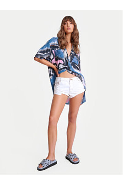 One Teaspoon Pantaloni scurți din denim pentru femei, albi, ONE TEASPOON-2297...