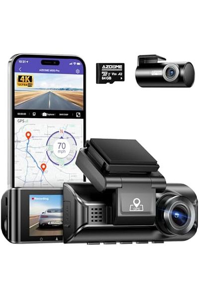 AZDOME M550 Pro Driving Camera 4K Front and Rear with 64GB Card