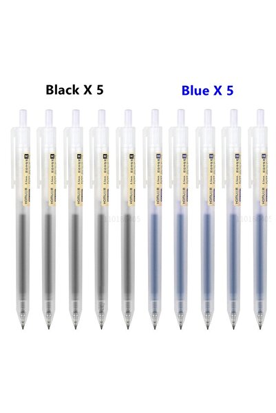 Choice مجموعة أقلام جل قابلة للسحب 0.5 مم، 5 أقلام سوداء و5 أقلام زرقاء، 6/10...