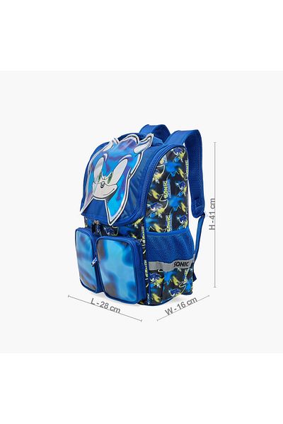 CPLG Sonic the Hedgehog Print Backpack with Adjustable Shoulder Straps - 16 inches