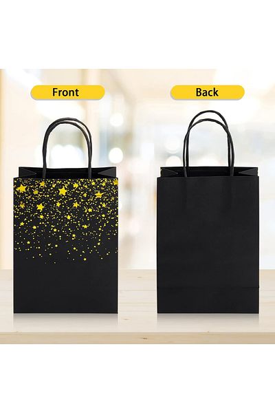 TAOPE Set of 16 Taope gift bags, paper, black/gold, 15 x 8 x 21 cm