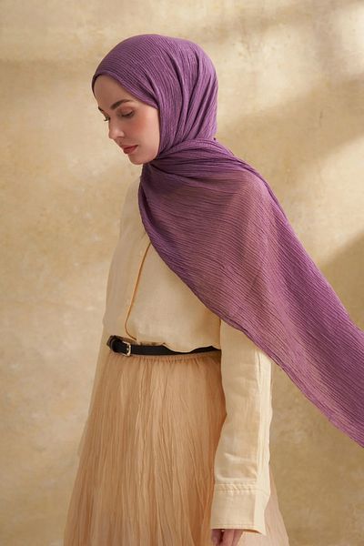 ARMANDA Muslin Leaf Pattern Shawl 3351-186 Lilac