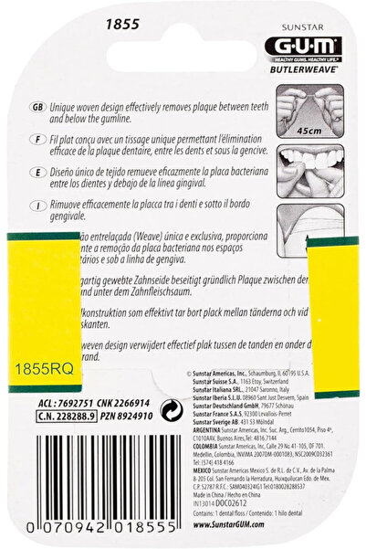 GUM Butlerweave Dental Floss-Mint Waxed-Healthy Gums-Effective Teeth Clean-Removes Plaque-55m