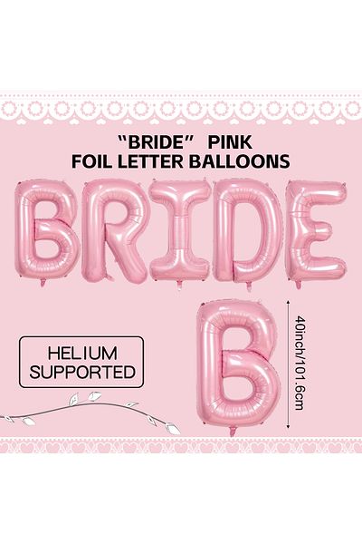 Choice 40inch 5pcs Pink BRIDE Giant BRIDE Balloons - 40 Inch | Bachelorette Party Decorations | Bride Ballo