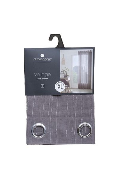 Atmosphera 8-Eyelet Anissa Superior Quality Net Sheer Curtain Grey