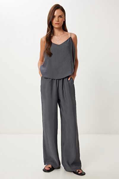 Lovelyİstanbul Σετ παντελόνι Modal με λουράκι ANTHRACITE LRV0108