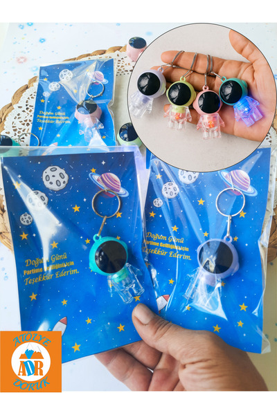 Atölye Doruk 16 Adet Işıklı Astronot Anahtarlık-uzay Konsepti Doğum Günü Part...
