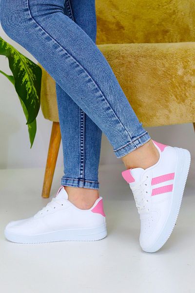 Weynes Γυναικεία ροζ 2 ρίγες με κορδόνια casual αθλητικά παπούτσια WSB4082