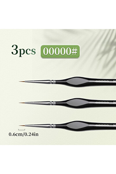 Choice1 مجموعة فرش طلاء ذات رأس رفيع من 3 قطع 00000 للأكريليك والنماذج والتفا...