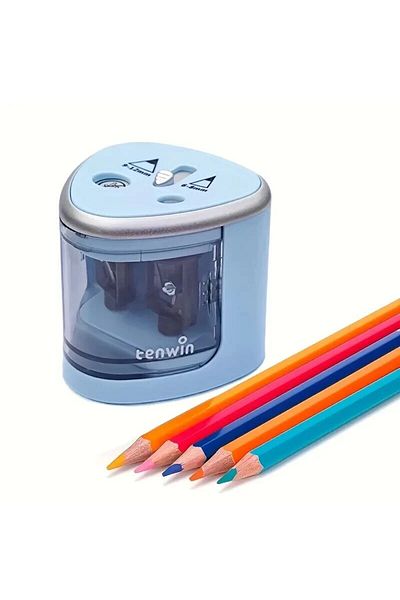Choice Blue 1pc Convenient Electric Double Hole Pencil Sharpener - Quick & Easy Sharpening for 6-12mm Penci