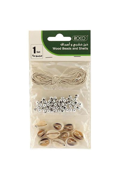 Roco Wood Beads with Shell Accents – DIY Jewelry & Craft Decoration Set