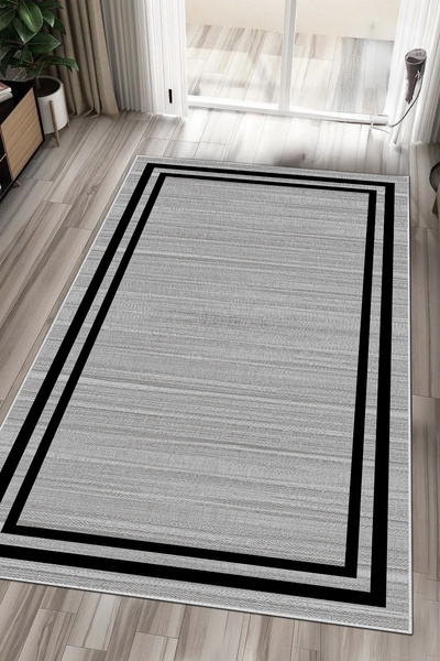 Hülya Home Salon Halısı Geometrik İskandinav Eskitmeli Dijital Baskı Yıkanabi...