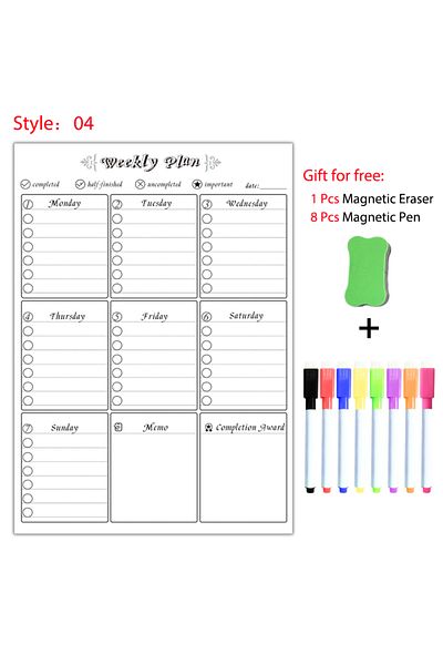 Choice JHB04-8Pen1Eraser Magnetic Weekly Monthly Planner Calendar Table Dry Erase Whiteboard Fridge Sticker